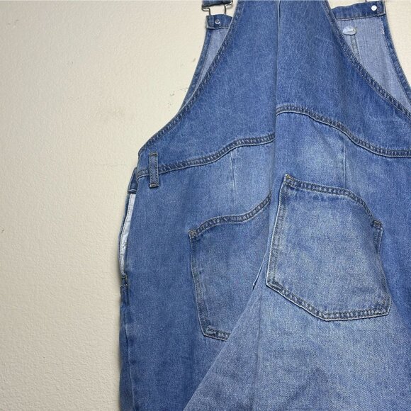 Forever 21 Denim Jeans Bib Overalls Shorts Western Indie Boho Pant Women 2x NWT - Picture 14 of 15